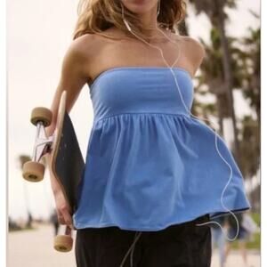 NWT FP Movement Hot Shot Babydoll Tube Top | Blue | Size Large